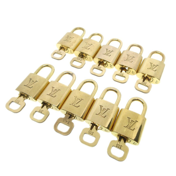 Louis Vuitton Padlock & Key Bag Accessories Charm 10 Piece Set Gold 52045