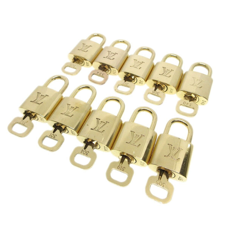 Louis Vuitton Padlock & Key Bag Accessories Charm 10 Piece Set Gold 13146