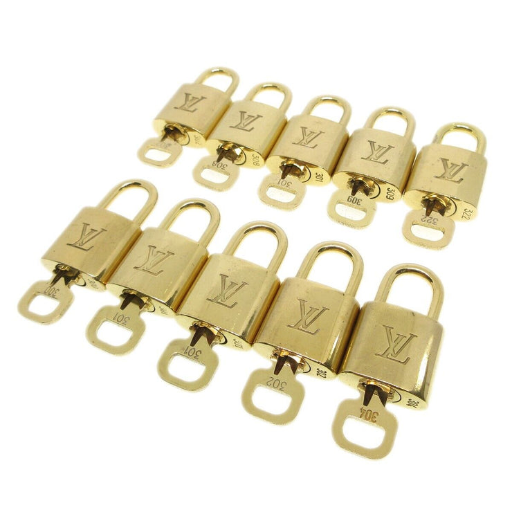 Louis Vuitton Padlock & Key Bag Accessories Charm 10 Piece Set Gold 84926
