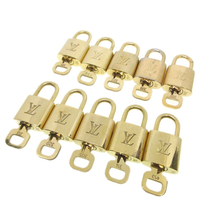 Louis Vuitton Padlock & Key Bag Accessories Charm 10 Piece Set Gold 94546