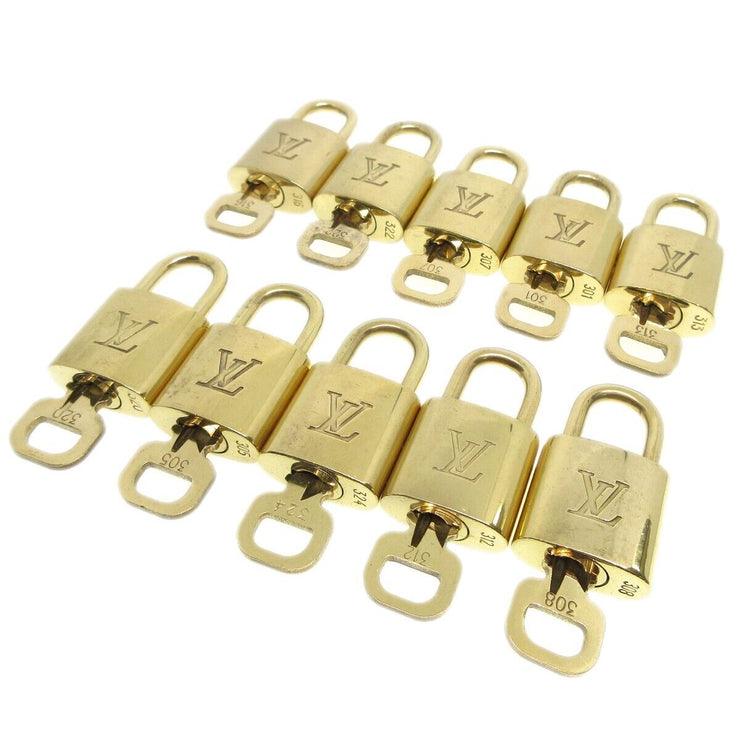 Louis Vuitton Padlock & Key Bag Accessories Charm 10 Piece Set Gold 43619