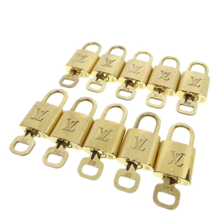 Louis Vuitton Padlock & Key Bag Accessories Charm 10 Piece Set Gold 64237