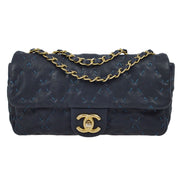 Chanel Navy Caviar Wild Stitch Double Chain  Shoulder Bag KK30471