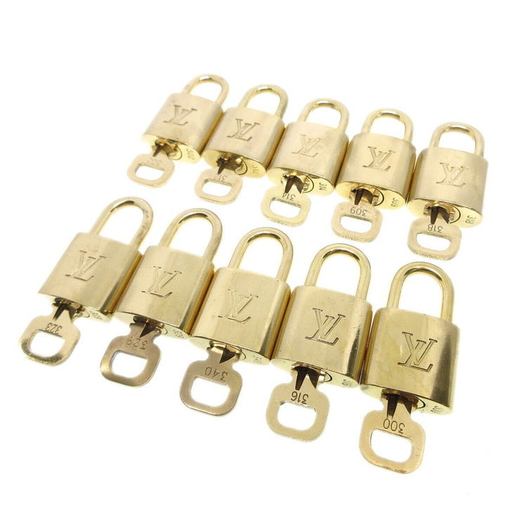 Louis Vuitton Padlock & Key Bag Accessories Charm 10 Piece Set Gold 13138
