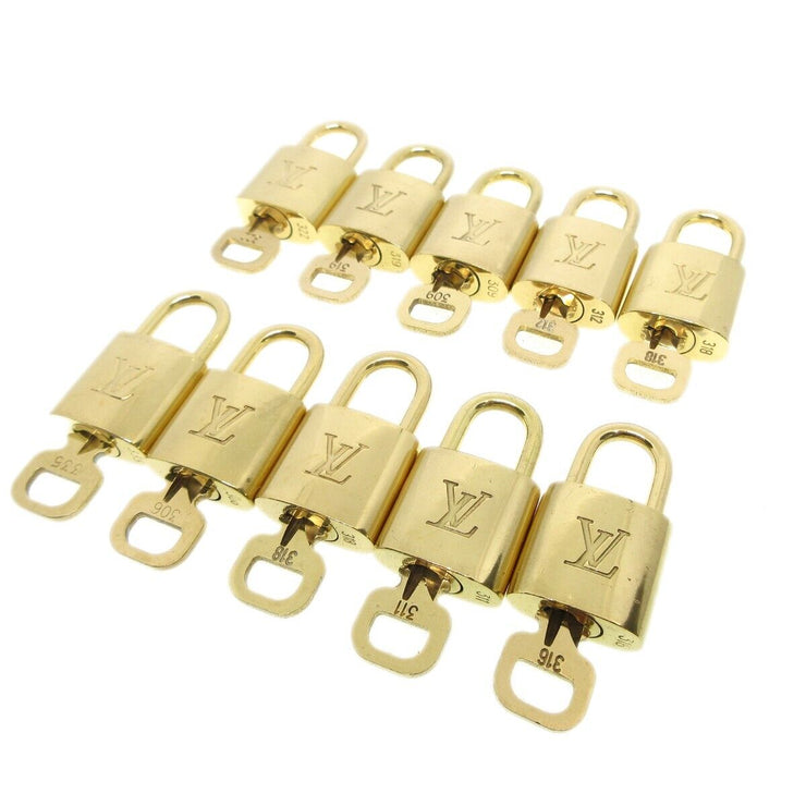 Louis Vuitton Padlock & Key Bag Accessories Charm 10 Piece Set Gold 52074