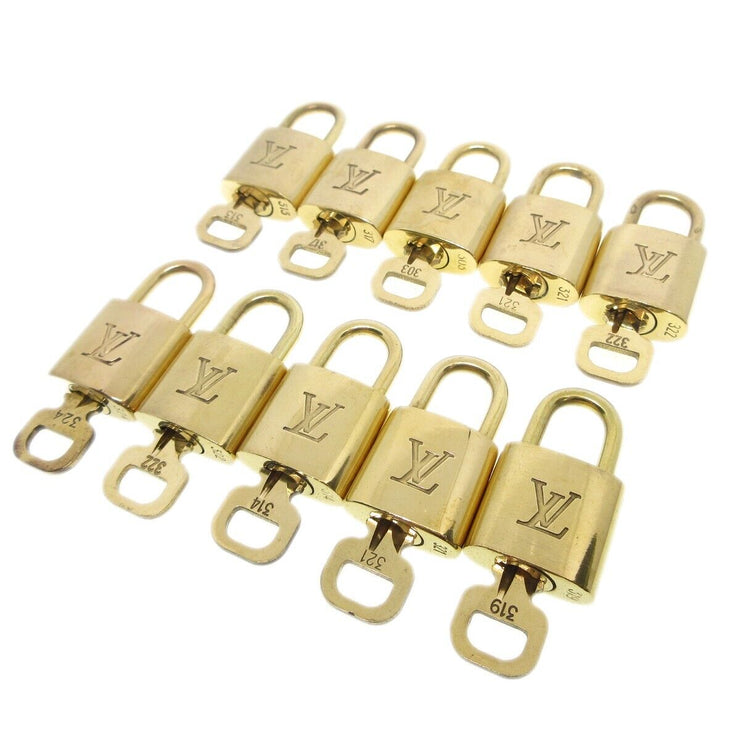 Louis Vuitton Padlock & Key Bag Accessories Charm 10 Piece Set Gold 13347
