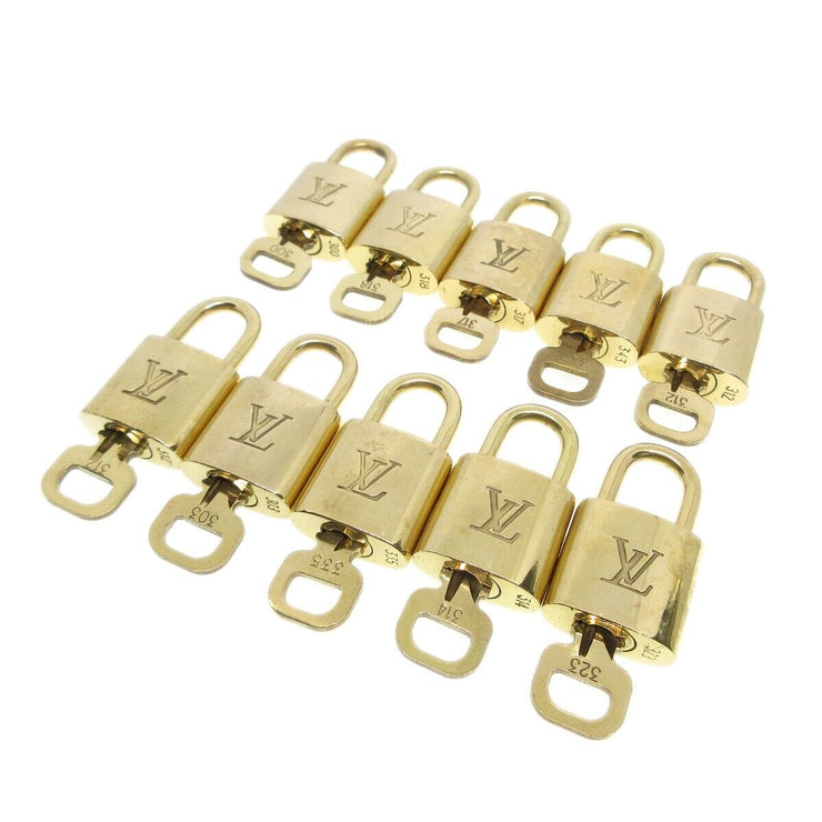 Louis Vuitton Padlock & Key Bag Accessories Charm 10 Piece Set Gold 52084