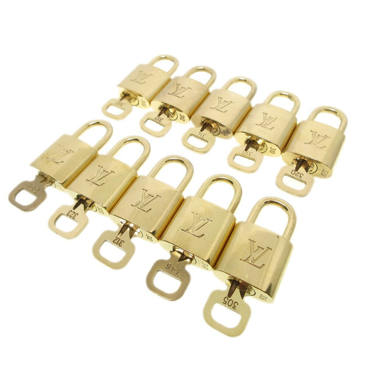 Louis Vuitton Padlock & Key Bag Accessories Charm 10 Piece Set Gold 13156