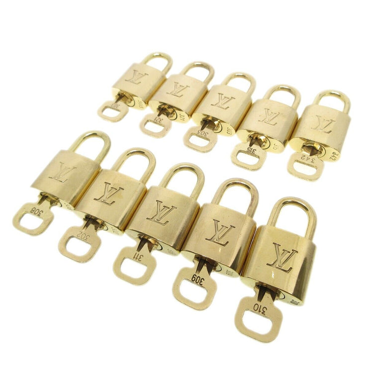 Louis Vuitton Padlock & Key Bag Accessories Charm 10 Piece Set Gold 52076