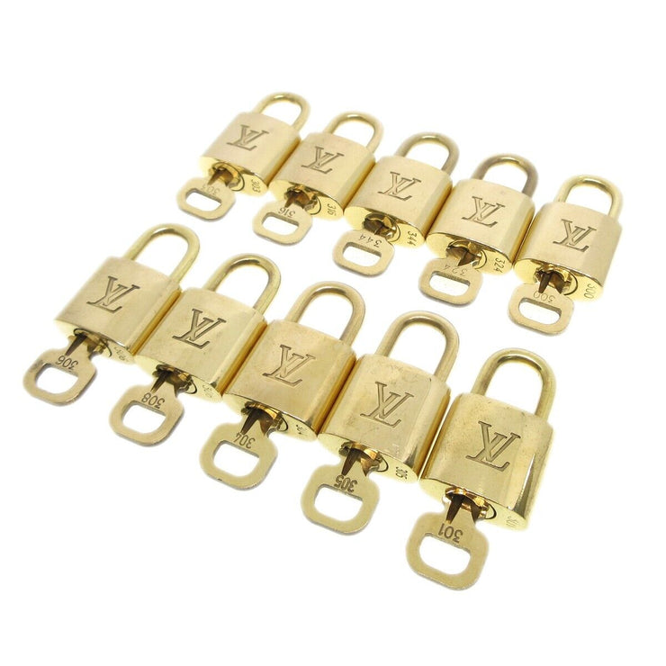 Louis Vuitton Padlock & Key Bag Accessories Charm 10 Piece Set Gold 51950