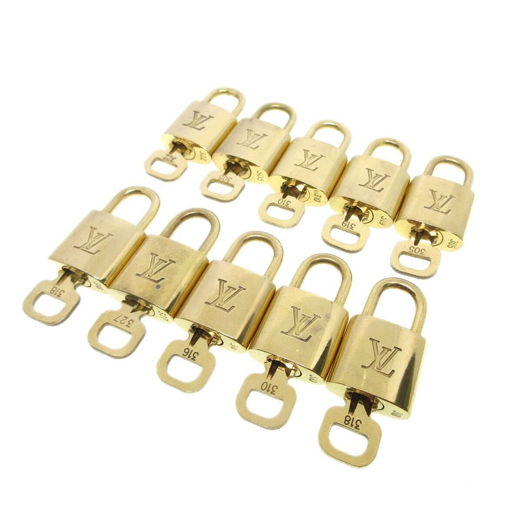 Louis Vuitton Padlock & Key Bag Accessories Charm 10 Piece Set Gold 52042