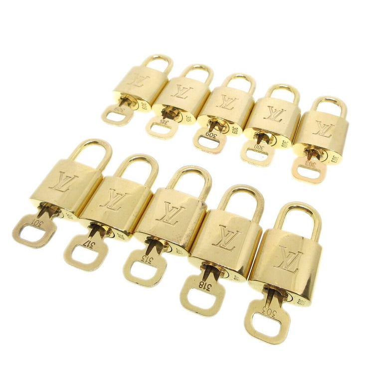 Louis Vuitton Padlock & Key Bag Accessories Charm 10 Piece Set Gold 43623