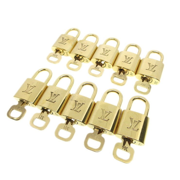 Louis Vuitton Padlock & Key Bag Accessories Charm 10 Piece Set Gold 44965