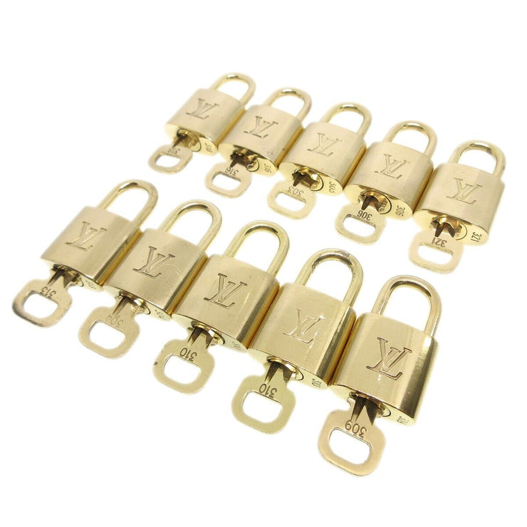 Louis Vuitton Padlock & Key Bag Accessories Charm 10 Piece Set Gold 13143