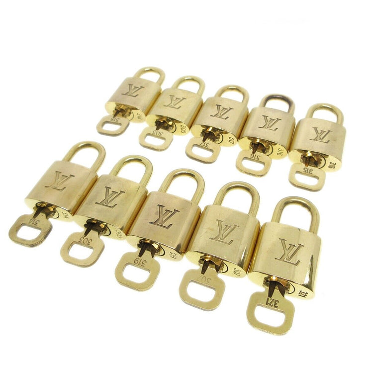 Louis Vuitton Padlock & Key Bag Accessories Charm 10 Piece Set Gold 51946