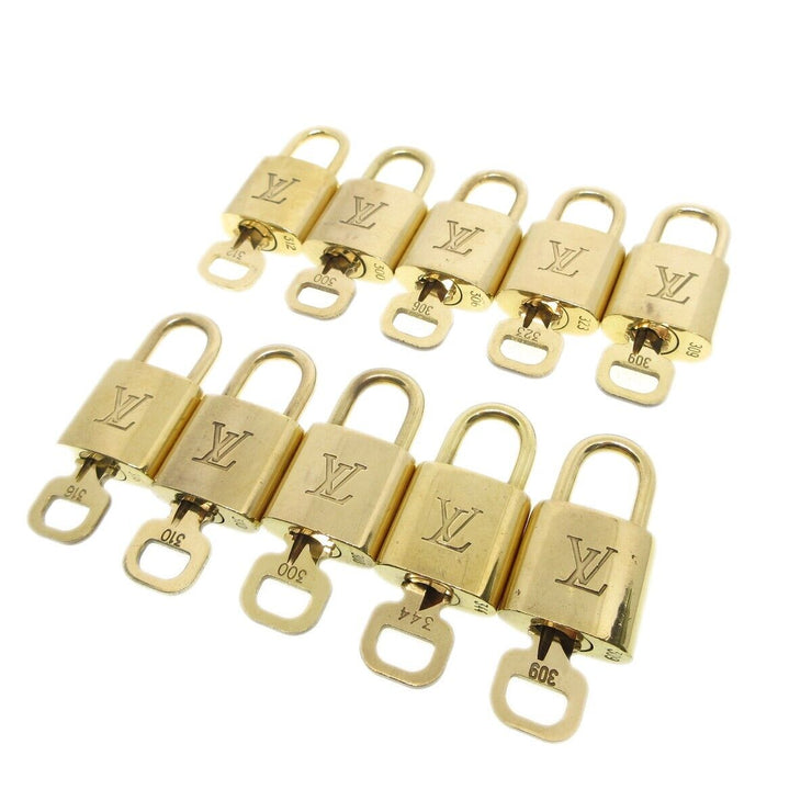 Louis Vuitton Padlock & Key Bag Accessories Charm 10 Piece Set Gold 85165
