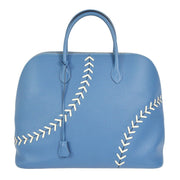 Hermes Bolide 1923 45 Baseball Handbag Blue Evercolor C SA 004 SE 99752