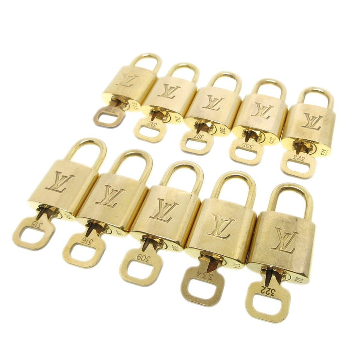 Louis Vuitton Padlock & Key Bag Accessories Charm 10 Piece Set Gold 52048