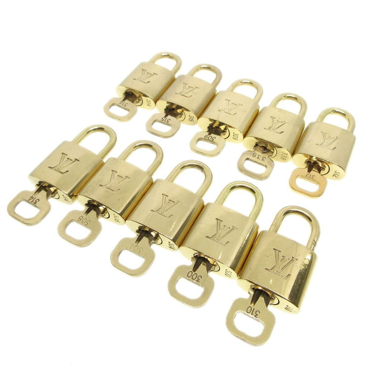 Louis Vuitton Padlock & Key Bag Accessories Charm 10 Piece Set Gold 13149