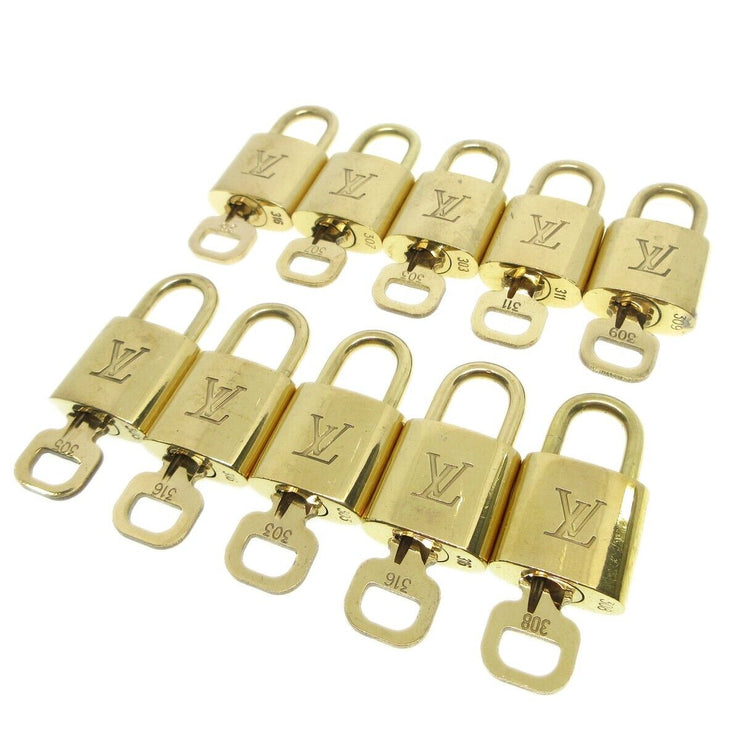 Louis Vuitton Padlock & Key Bag Accessories Charm 10 Piece Set Gold 94606