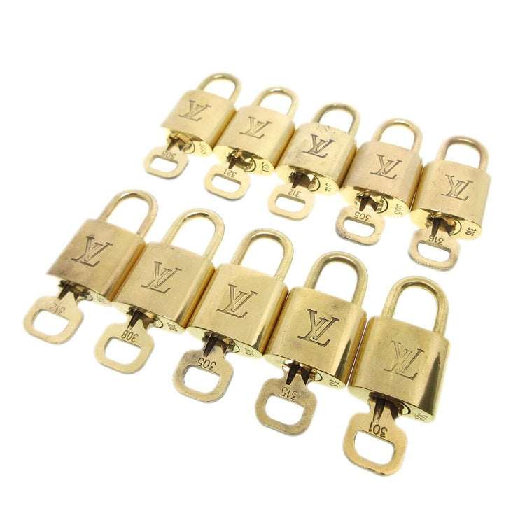Louis Vuitton Padlock & Key Bag Accessories Charm 10 Piece Set Gold 52086