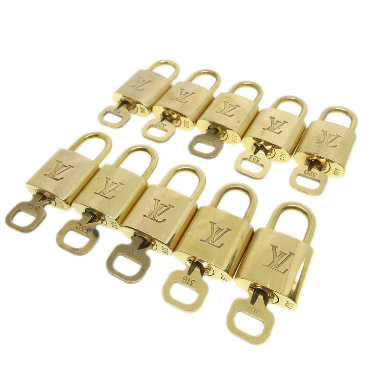 Louis Vuitton Padlock & Key Bag Accessories Charm 10 Piece Set Gold 52055