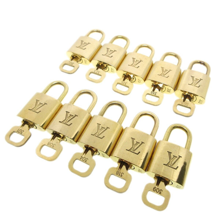 Louis Vuitton Padlock & Key Bag Accessories Charm 10 Piece Set Gold 52047