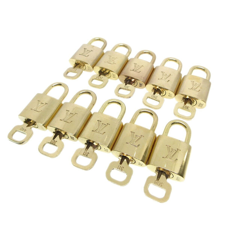 Louis Vuitton Padlock & Key Bag Accessories Charm 10 Piece Set Gold 13136