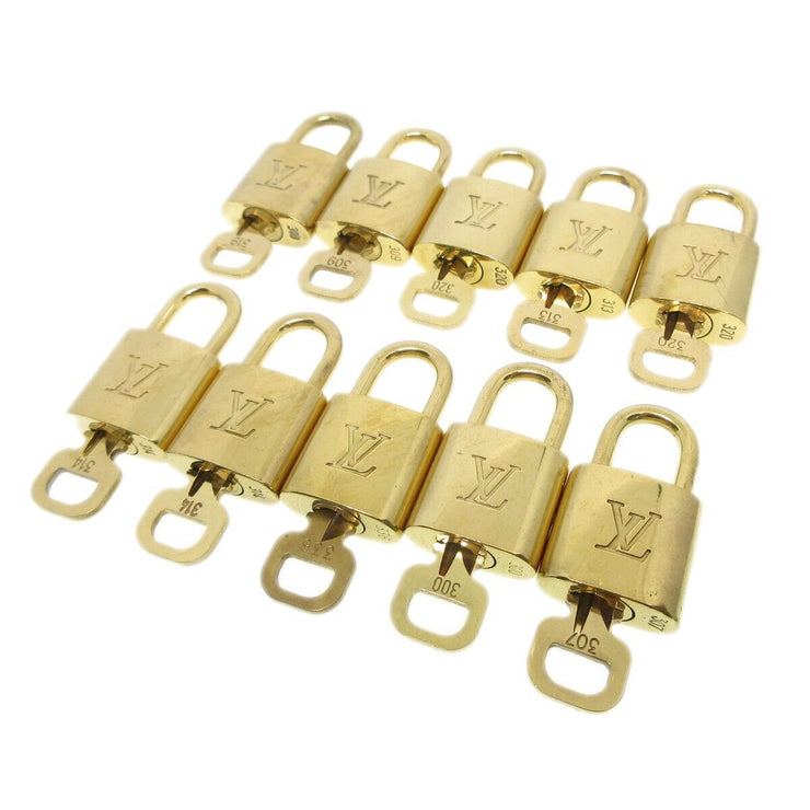 Louis Vuitton Padlock & Key Bag Accessories Charm 10 Piece Set Gold 52071