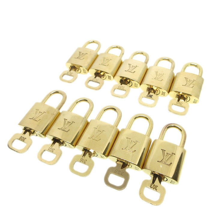 Louis Vuitton Padlock & Key Bag Accessories Charm 10 Piece Set Gold 22501