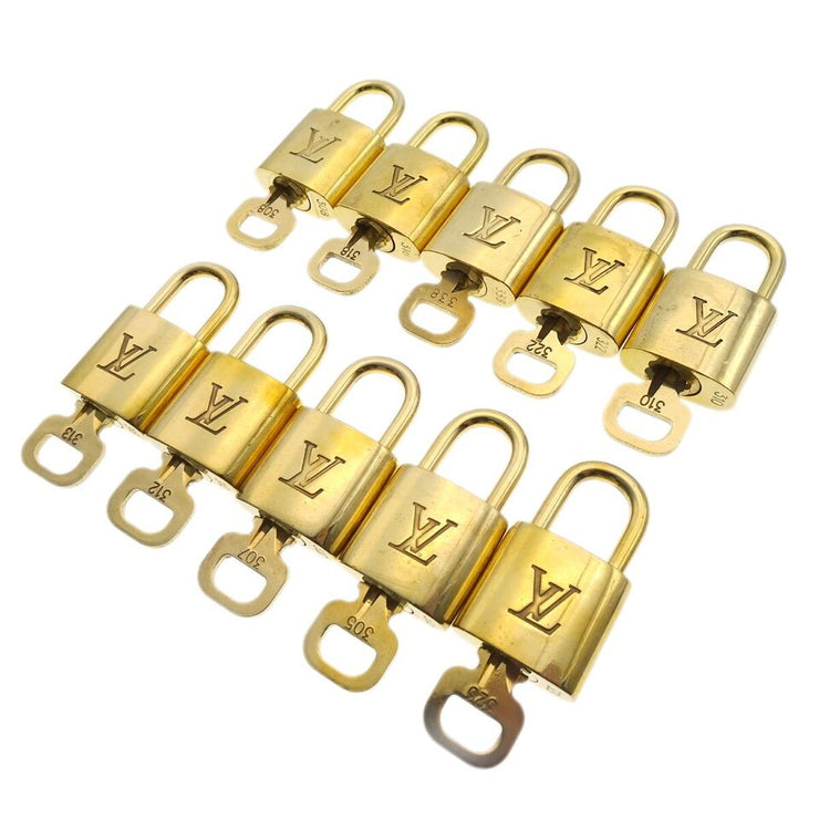 LOUIS VUITTON Padlock & Key Bag Accessories Charm 10 Piece Set Gold 12595