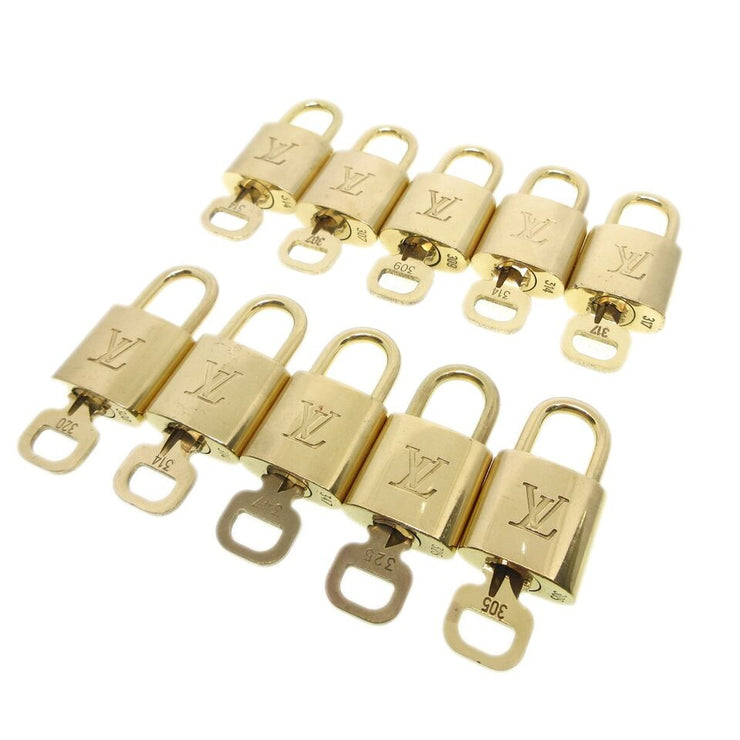 Louis Vuitton Padlock & Key Bag Accessories Charm 10 Piece Set Gold 43621