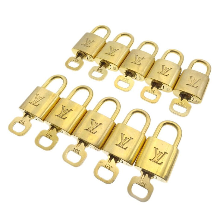 LOUIS VUITTON Padlock & Key Bag Accessories Charm 10 Piece Set Gold 43204