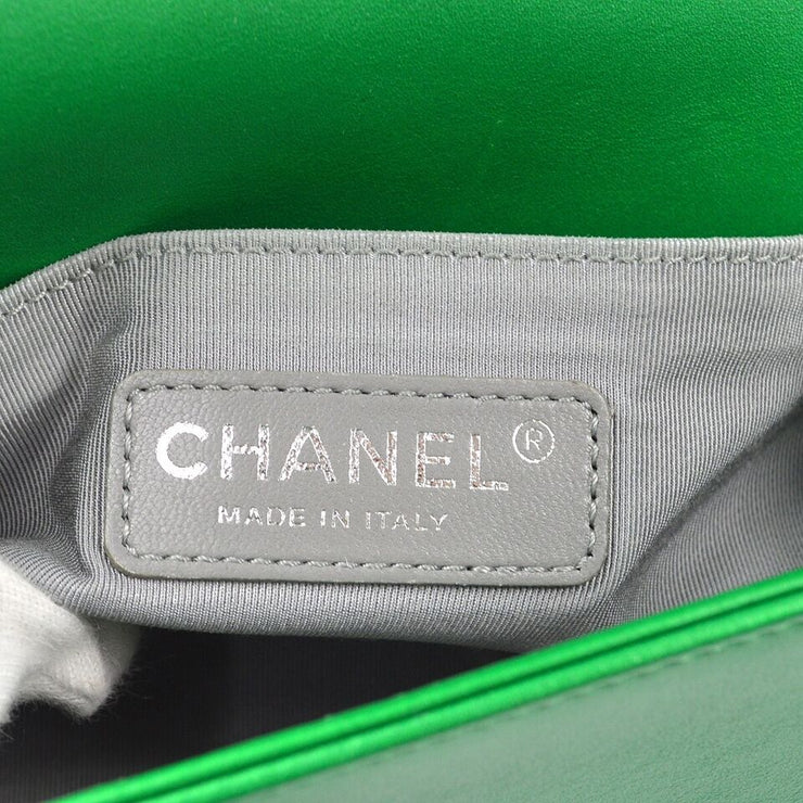 Boy Chanel Green Lambskin  Double Chain Shoulder Bag KK92308