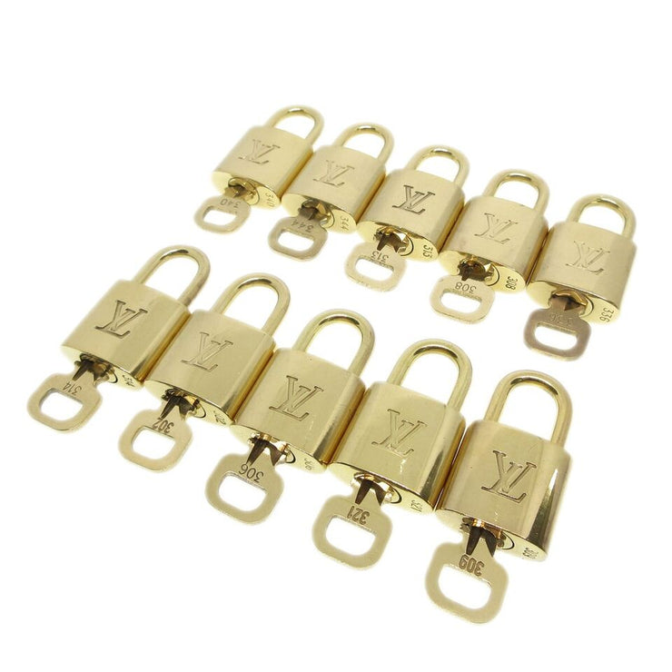 Louis Vuitton Padlock & Key Bag Accessories Charm 10 Piece Set Gold 52065