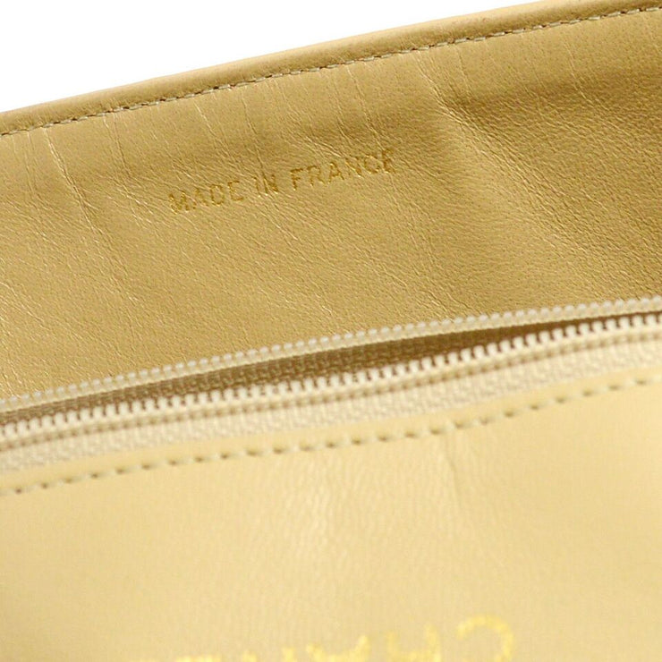 Chanel Beige Black Lambskin Small Single Flap Shoulder Bag 123290
