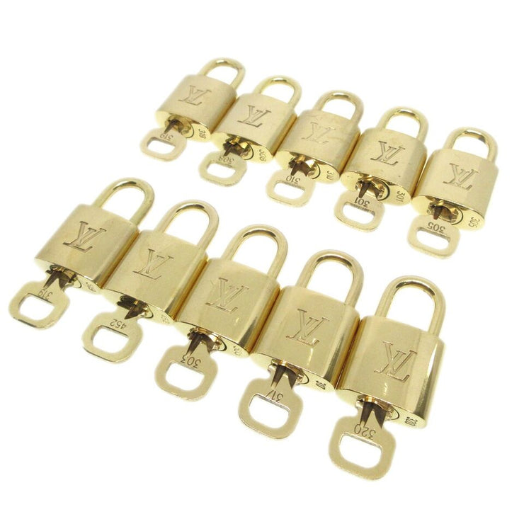 Louis Vuitton Padlock & Key Bag Accessories Charm 10 Piece Set Gold 52070