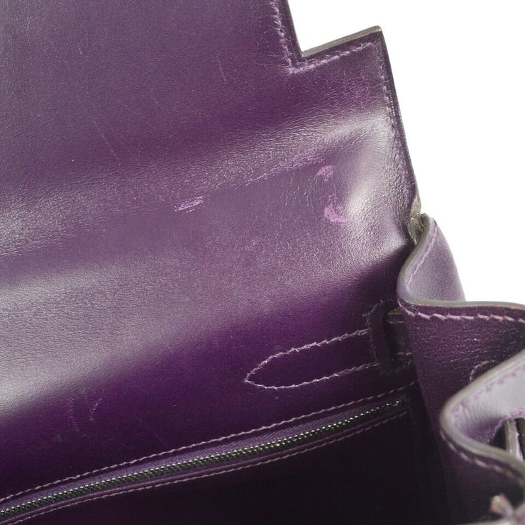 Hermes Kelly 32 Retourne 2way Handbag Vibrato Box Calf Purple □H 17L 11823