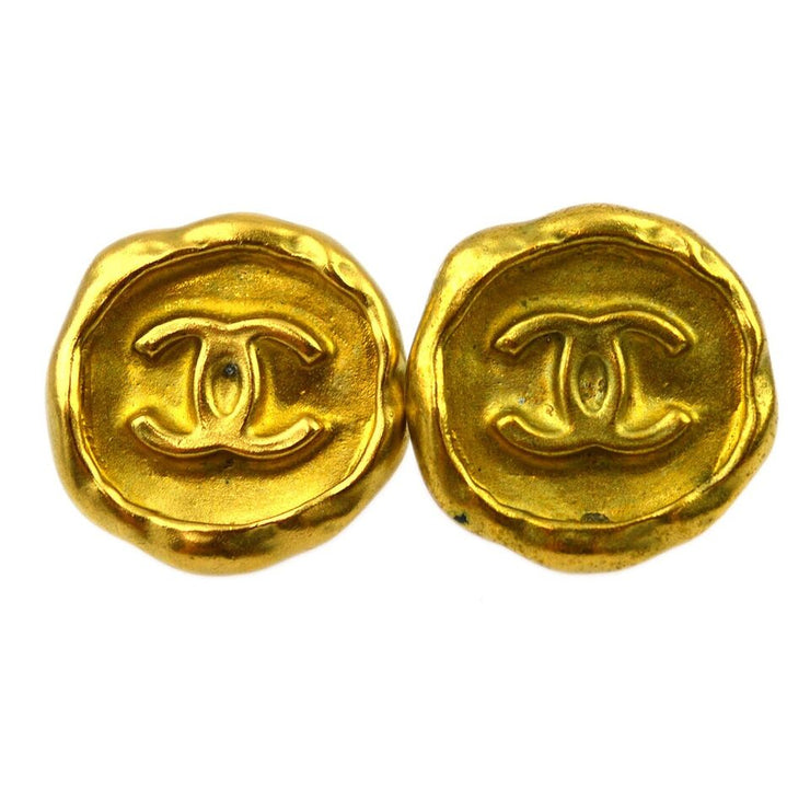 Chanel Gold Button Earrings Clip-On 95P 123052