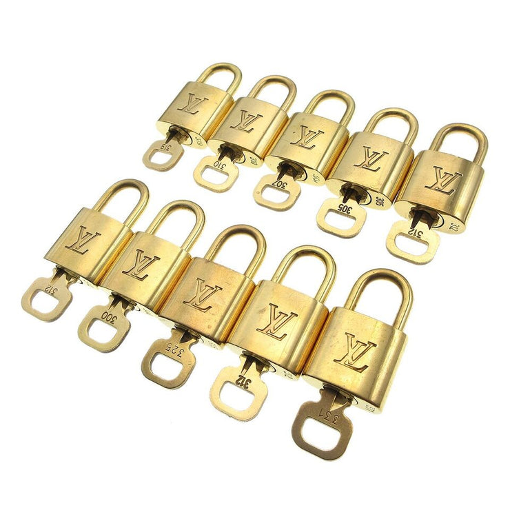 Louis Vuitton Padlock & Key Bag Accessories Charm 10 Piece Set Gold 94028