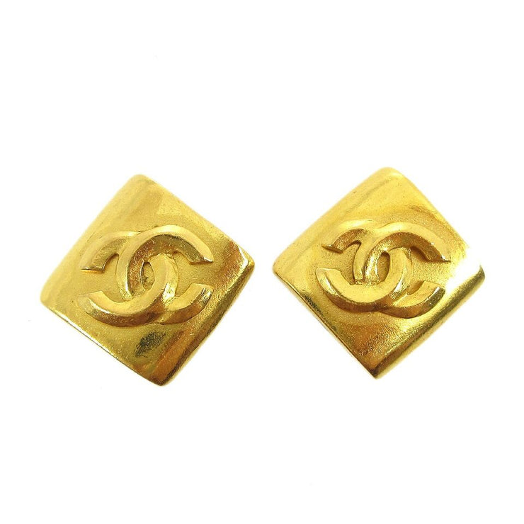 Chanel Rhombus Earrings Clip-On Gold 96P 123219