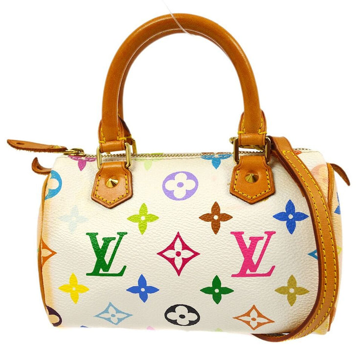 Louis Vuitton White Multicolor Mini Speedy Handbag M92645 112612