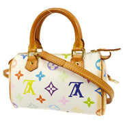 Louis Vuitton White Multicolor Mini Speedy Handbag M92645 112612