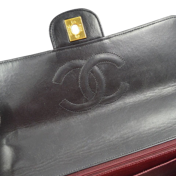 Chanel Black Lambskin Classic Single Flap Handbag KK90115