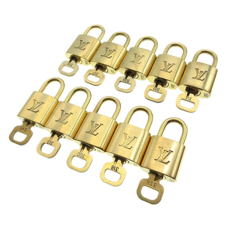 LOUIS VUITTON Padlock & Key Bag Accessories Charm 10 Piece Set Gold 21894