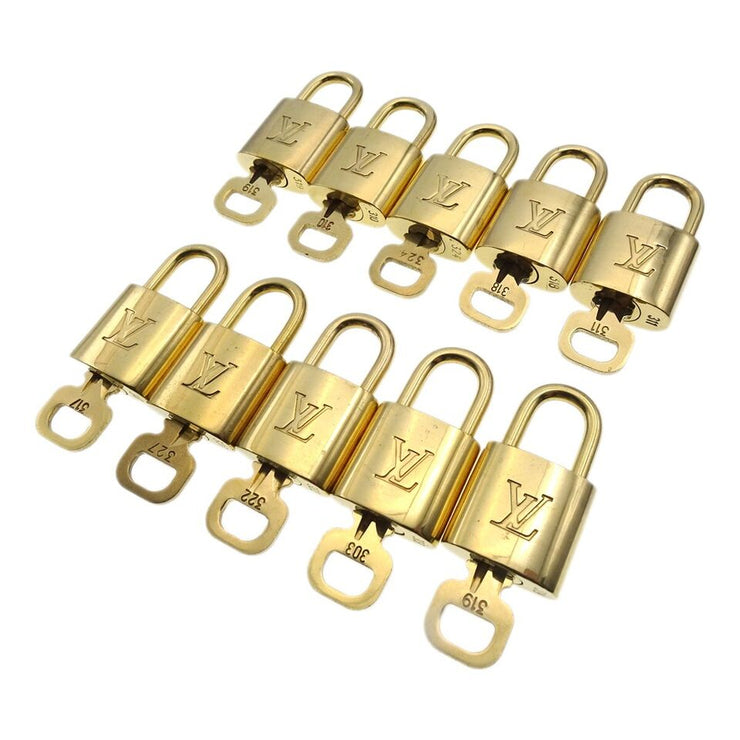 LOUIS VUITTON Padlock & Key Bag Accessories Charm 10 Piece Set Gold 42866