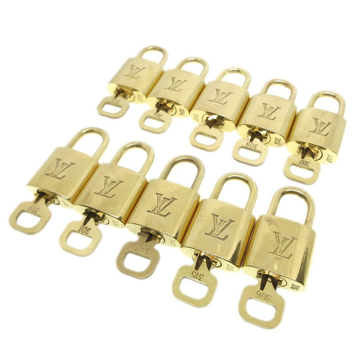 Louis Vuitton Padlock & Key Bag Accessories Charm 10 Piece Set Gold 94616