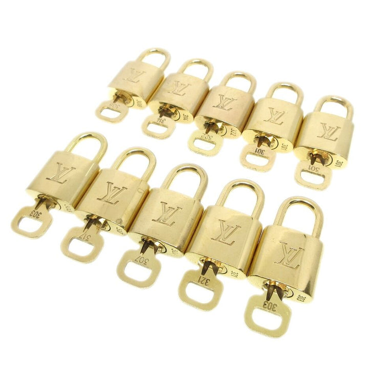 Louis Vuitton Padlock & Key Bag Accessories Charm 10 Piece Set Gold 22499