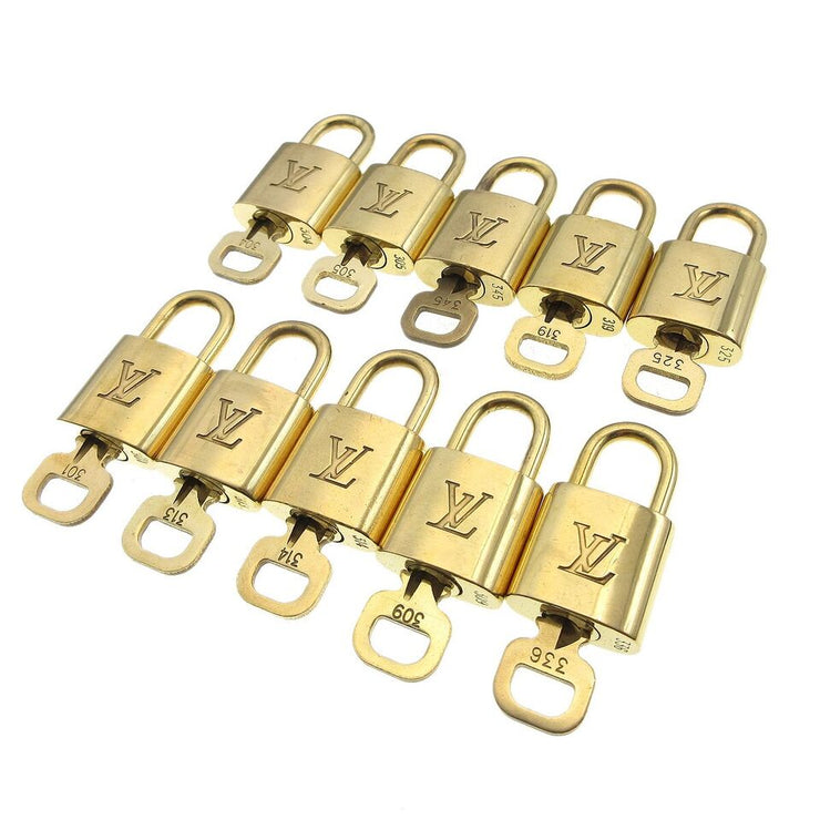 Louis Vuitton Padlock & Key Bag Accessories Charm 10 Piece Set Gold 22212