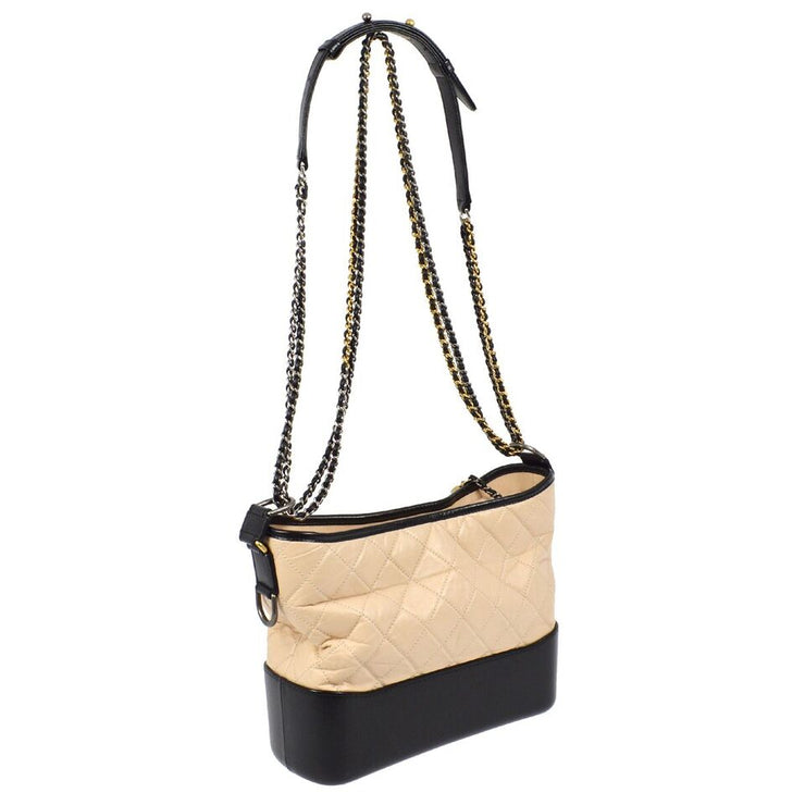Chanel Beige Black Calfskin Gabrielle Shoulder Bag 171596